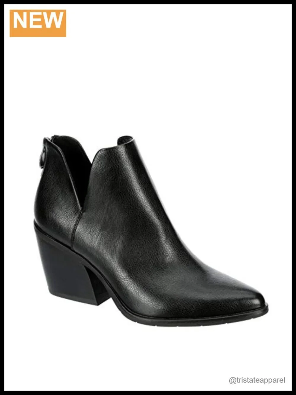 Women's Block Heel Pointed Toe Zip Up Ankle Bootie